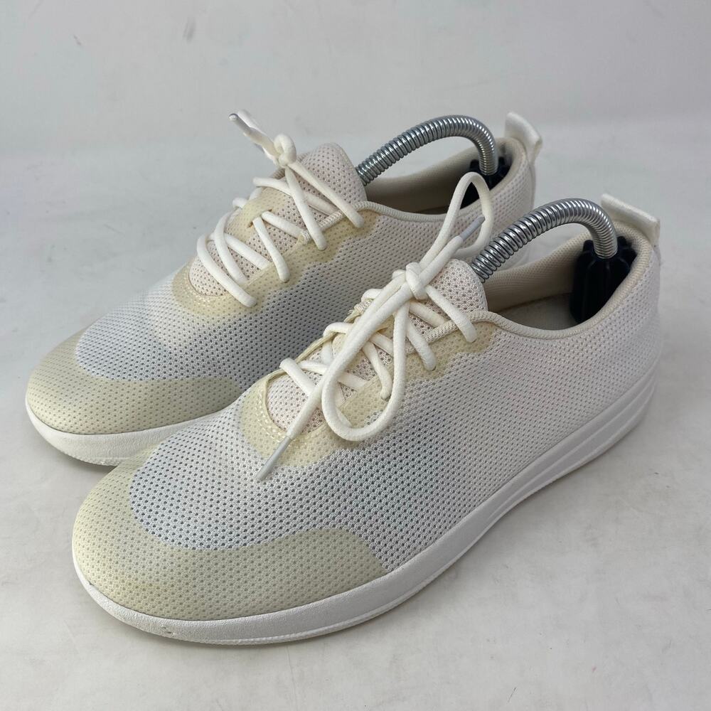 FitFlop White F-Sporty Uberknit Comfort Sneaker Stretchy Womens Size 6.5